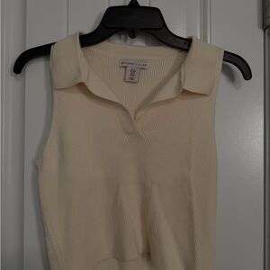 Sincerely Jules Ribbed Polo Tank - Cream